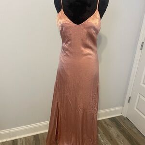 Satin Slip Dress in Rose Gold